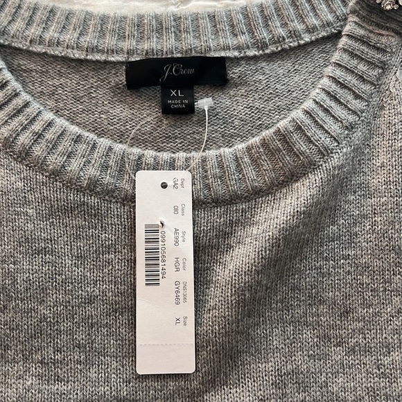 NWT J. Crew Jeweled Buttons Lambswool Crew Neck Sweater - Picture 5 of 7
